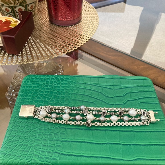 Pre-Loved Michael Dawkins Sterling Silver 4 Strand Pearl Chain Bracelet - Picture 3 of 4